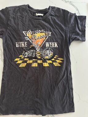 TILT Black Tee with Yellow & Orange Bike Week Graphic